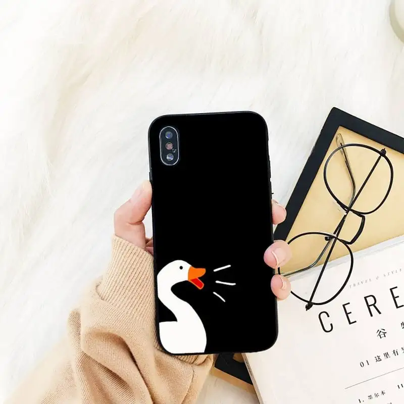 

YNDFCNB Funny Happy Duck Phone Case For iPhone 11 8 7 6 6S Plus X XS MAX 5 5S se 2020 11 12pro max iphone xr case