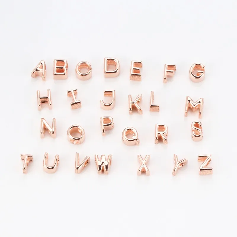 

Original 925 Sterling Silver Bead Rose Gold 26 Letter Beads Fit Pandor Women Bracelet & Necklace Diy Jewelry