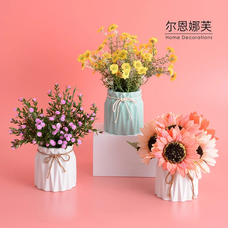 

Imitation Flower Set Decoration Fake Flower Living Room Decoration Potted Table Flower Home Decoration