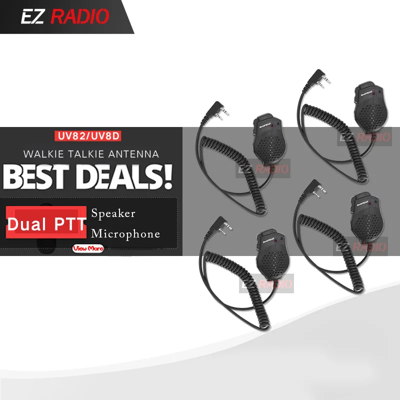 4PCS Лидер продаж двойной PTT MIC Динамик UV-82 UV-8 UV82L UV-89 UV-82 плюс UV-82TP GT-5TP UV-82HP UV-82HX микрофон для Baofeng UV 82 - Цвет: 4PCS