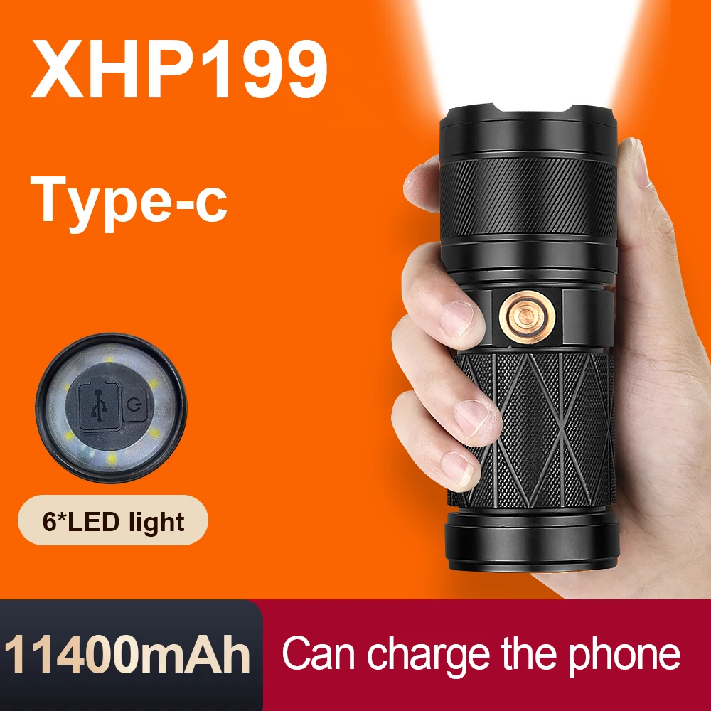 2021 новейший аккумуляторный фонарик XHP199 светодиодный USB мощные тактические