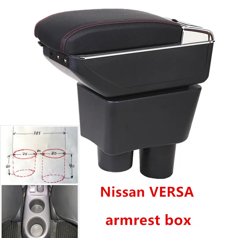 Для Nissan Sunny, Versa подлокотник коробка зарядка через usb увеличивает двухслойный центральный магазин содержание держатель стакана, пепельница аксессуары