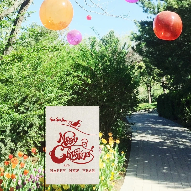 Счастливый товар рождественские флаги Лось двора двусторонний принт