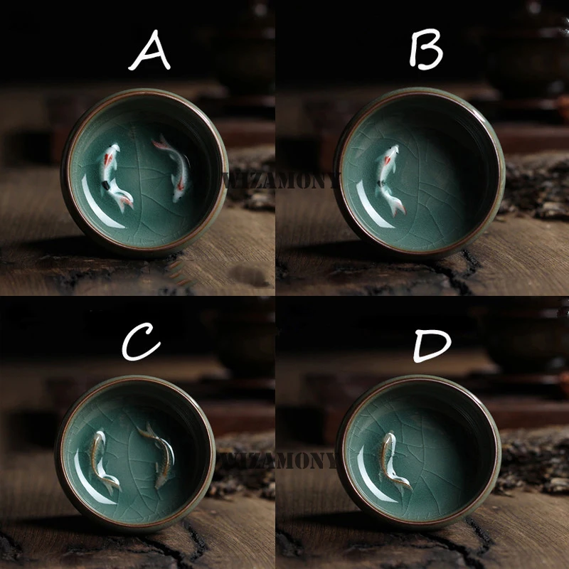 Китайская фарфоровая чайная чашка Longquan Celadon стандартная чаша Золотая Рыба 60 мл