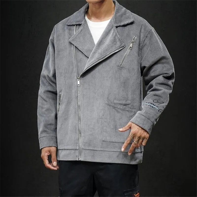 

Spring new jacket coat casual lapel embroidery Loose plus size corduroy men's clothing jacket