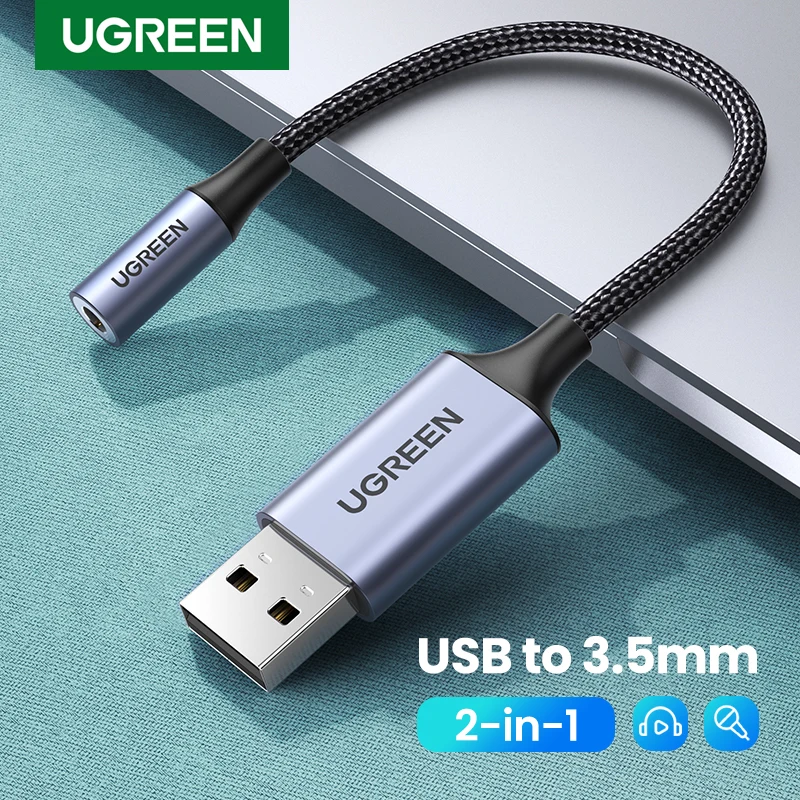 

UGREEN Sound Card Audio Interface USB to 3.5mm Audio Card for PC Laptop Headset Speaker Microphone Soundcard External Sound Card