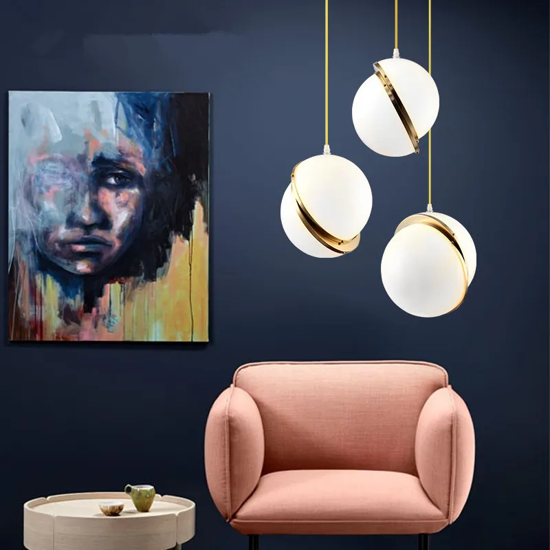 Скандинавский современный стеклянный шар светодиодный подвесной светильник с