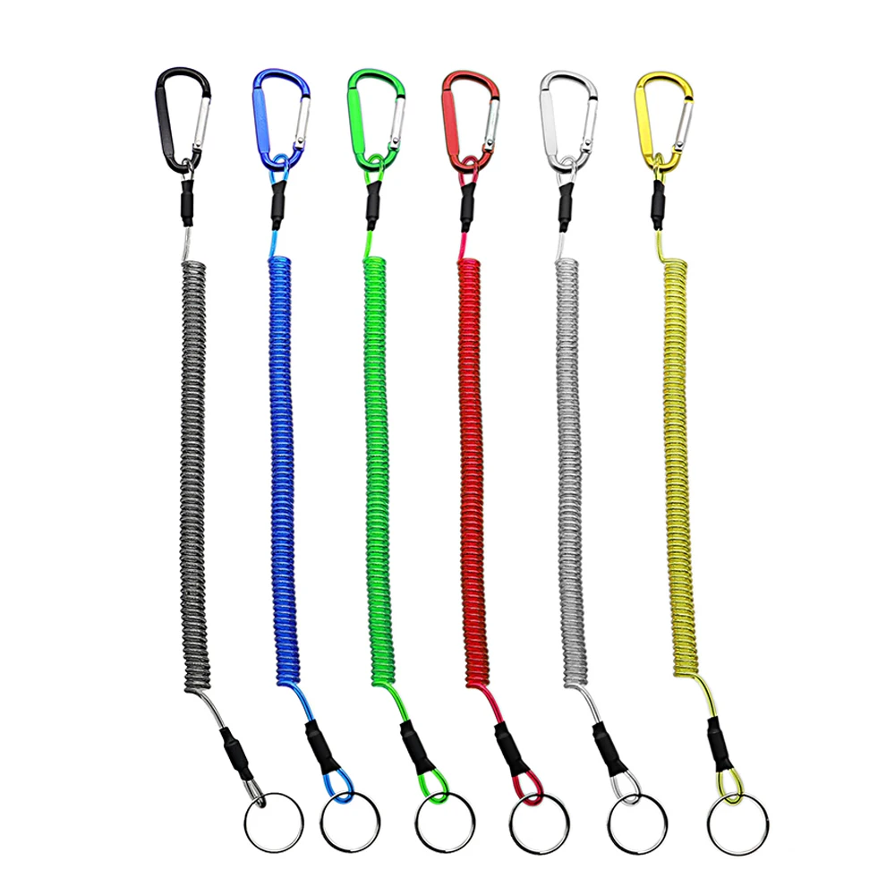 

Security Anti-lost Outdoor Retractable Elastic Steel Wire Lanyard Carabiner Spring Rope Fishing String