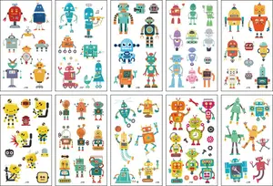 Временная наклейка для татуировок, 10 шт., крутые поддельные татуировки в виде робота, подарок для детей, водонепроницаемые переносные татуировки для мальчиков