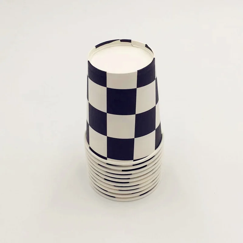 10 шт./лот черно-белые тематические бумажные стаканчики в сетку одноразовые для