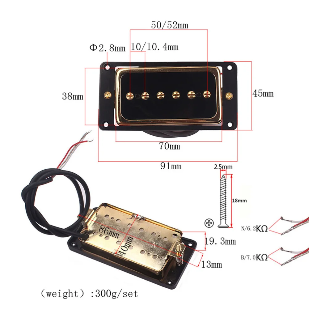 

Guitar Humbucker Pickup Kits With Frame Cover for Electric Guitar and Pedal Steel Guitar (Golden)