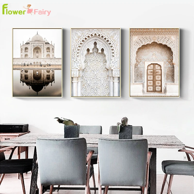 

Morocco Door Scenery Religion Wall Art Canvas Painting Casablanca Palace Nordic Poster Wall Pictures For Living Room Unframed