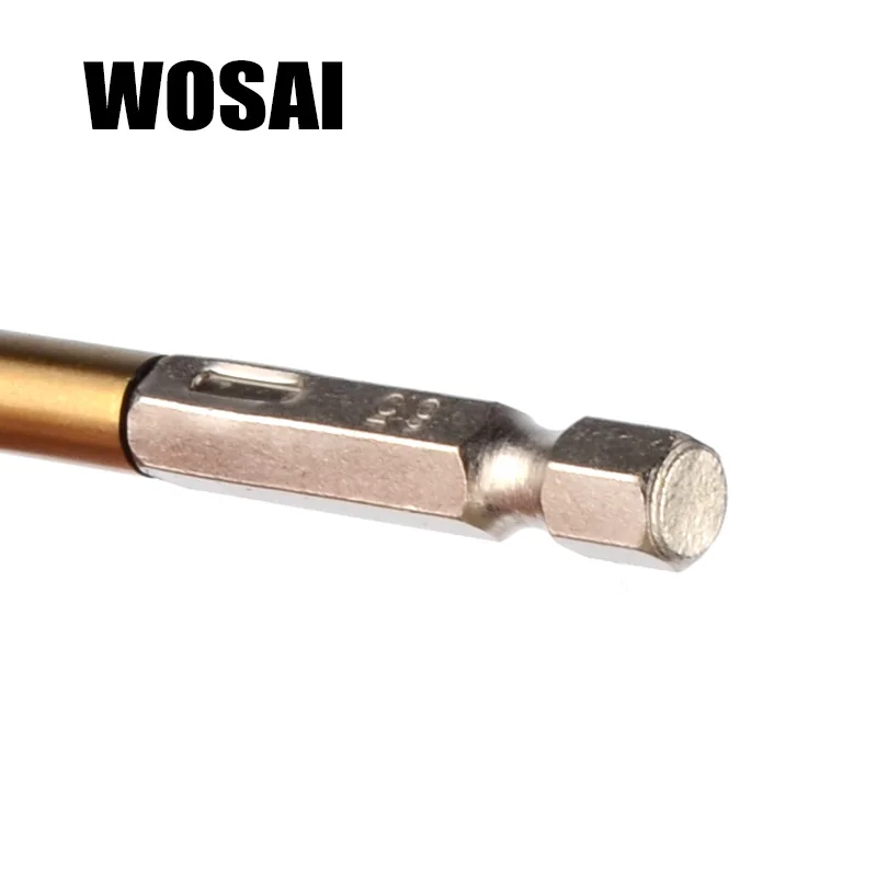 WOSAI 13 шт. 1 5-6 5 мм титановое покрытие HSS сверло битовое электрическое пластиковое
