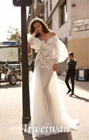 vestido de noiva sereia sexy mermaid wedding dresses mermaid lace puff sleeve wedding bridal gowns 2021