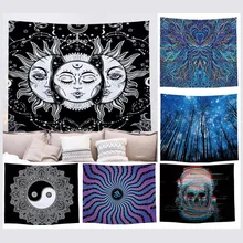 Tapisserie de forêt en coton à suspendre, tissu de Style nordique, impression numérique artistique, arrière plan, décor de crâne de flamant rose, tapis mural, 1 pièce  (3)