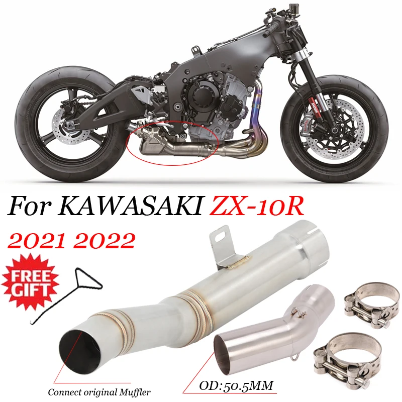 

Slip-On Motorcycle Exhaust Catalytic Delete Mid Link Pipe Enhance Escape Moto Slip On for Kawasaki Zx-10R Zx10R Zx 10R 2021 2022