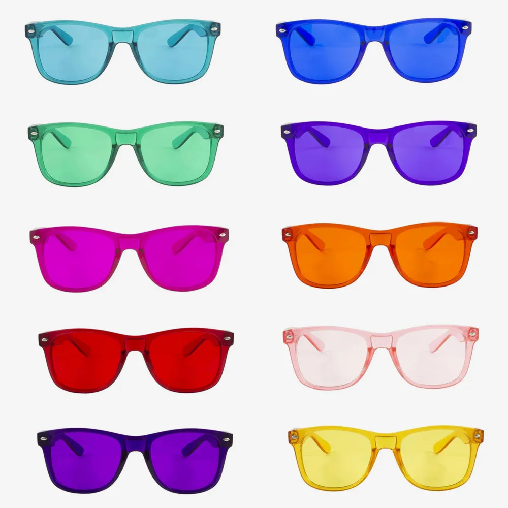 

10pcs Pack Set Ultimate/Heart/Mental Color Therapy Mood Glasses,Light Relaxing Chakra Healing Glasses for Women Men Sunglasses