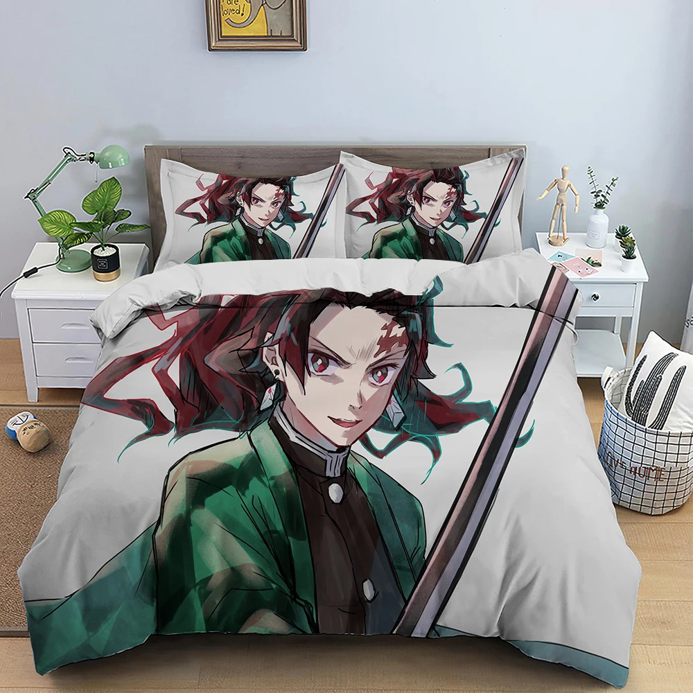 

Kimetsu No Yaiba Bedspread 3D Print Demon Slayer Duvet Cover Cartoon Anime Bedding Set For Bedroom Bed Cover Set 2/3 Pcs