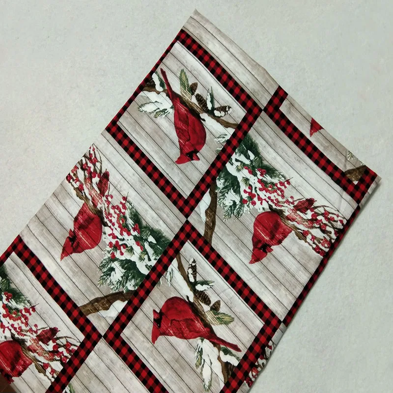 Рождественская хлопковая ткань с рисунком Красной счастливой птицы лоскутное