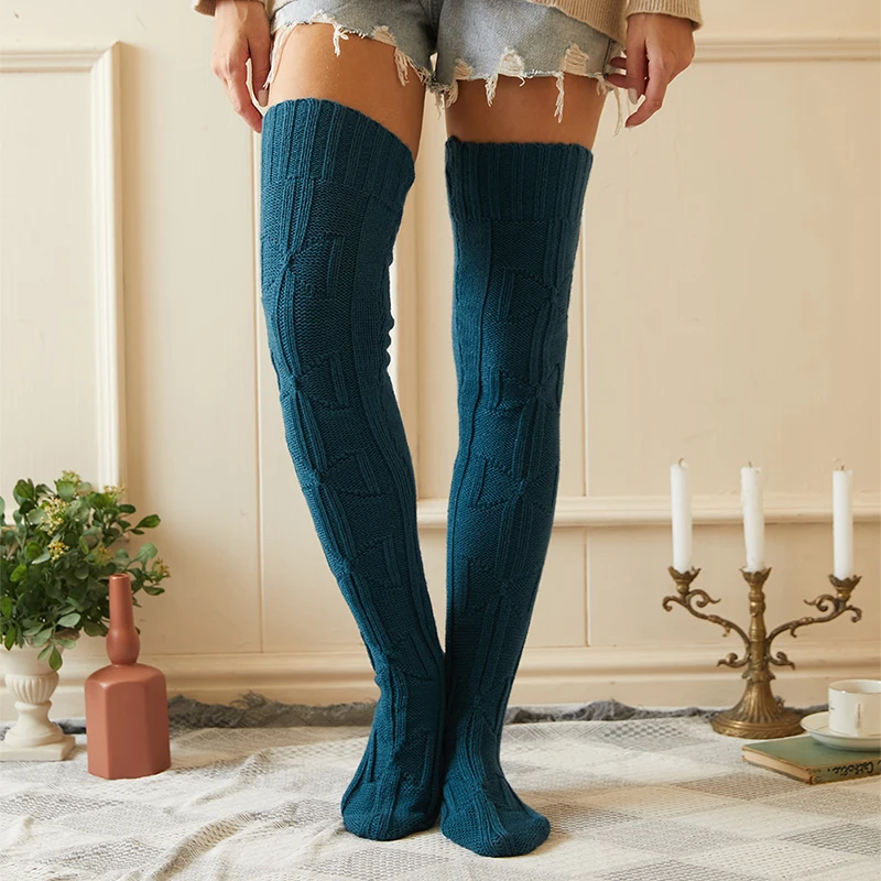 

Соблазнительные чулки выше колена 2021, модные женские длинные вязаные чулки для девочек, женские зимние вязаные носки