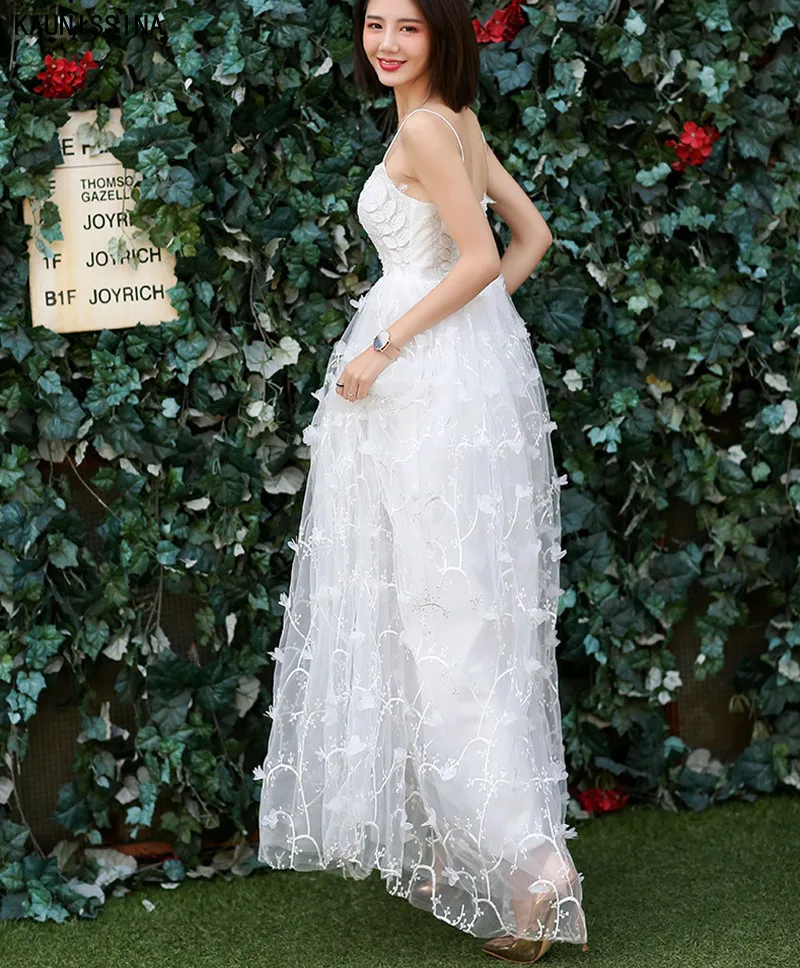 

KAUNISSIA Beach Wedding Dress Boho vestido de noiva Bohemian Cheap Bridal Dress Backless Spaghetti Straps Sexy Wedding Gowns