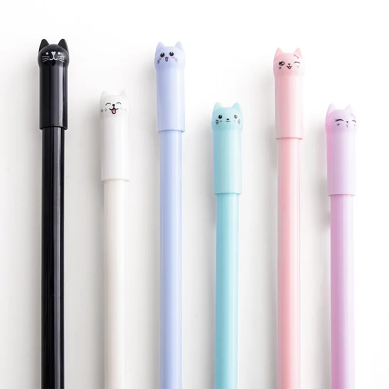 6PCS/set Kawaii Cat Gel Pen 0.38mm Creative Cute Neutral Ink Children Gift School Office Writing Supplies Stationery