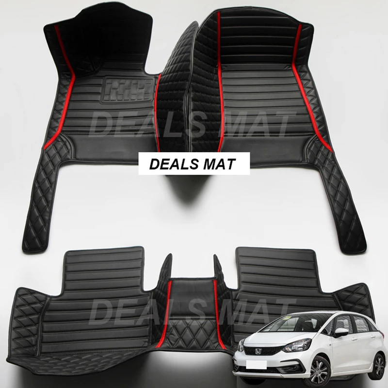 

Роскошные кожаные 3D интерьерные детали, автомобильные коврики с карманами, напольный ковер, коврики для Honda Fit 2014 2015 2016 2017, аксессуары