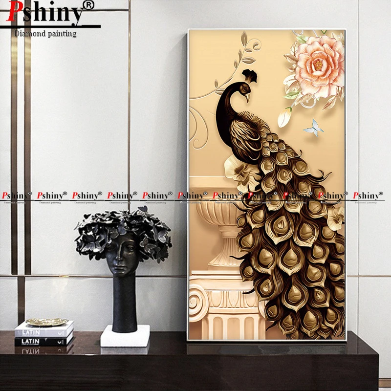PSHINY Новинка 5D алмазная вышивка своими руками распродажа павлинов из черного