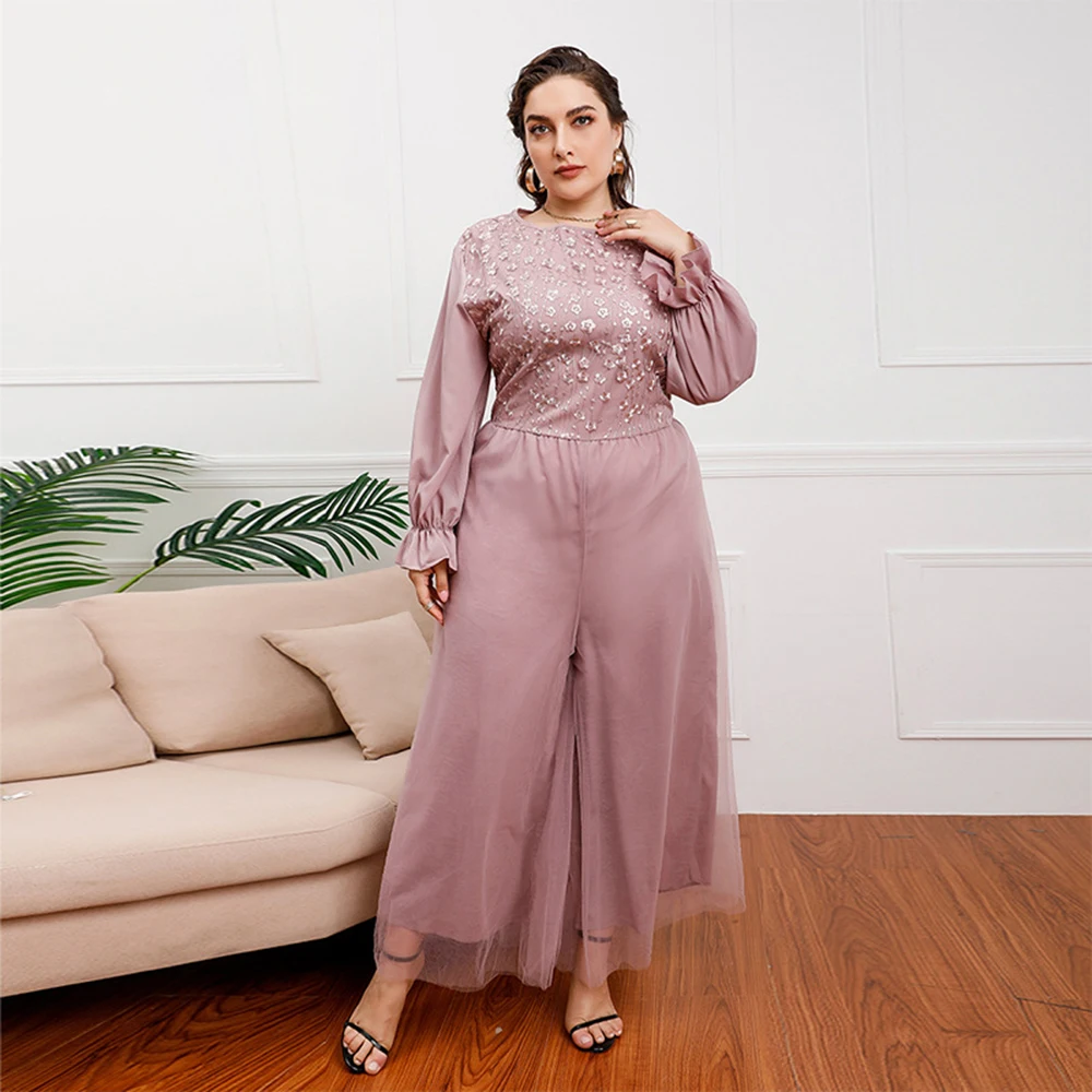 

Plus Size Abaya Dubai Muslim Jumpsuits Robe Longue Ensemble Femme Musulmane Prayer Dress For Women Kaftan Turkey Islam Clothing
