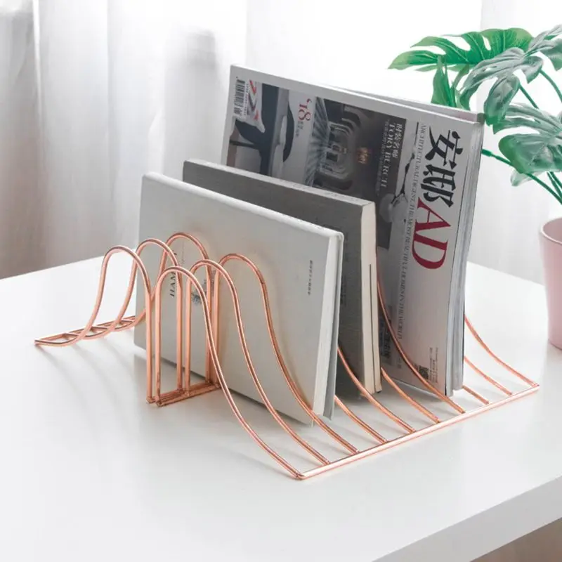 

1 Pc 10 Grid File Storage Shelf Book Stand Bookend Nordic Wrought Iron Organizer Holder for Home Office