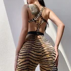 Комплект для йоги с принтом тигра, с открытой спиной