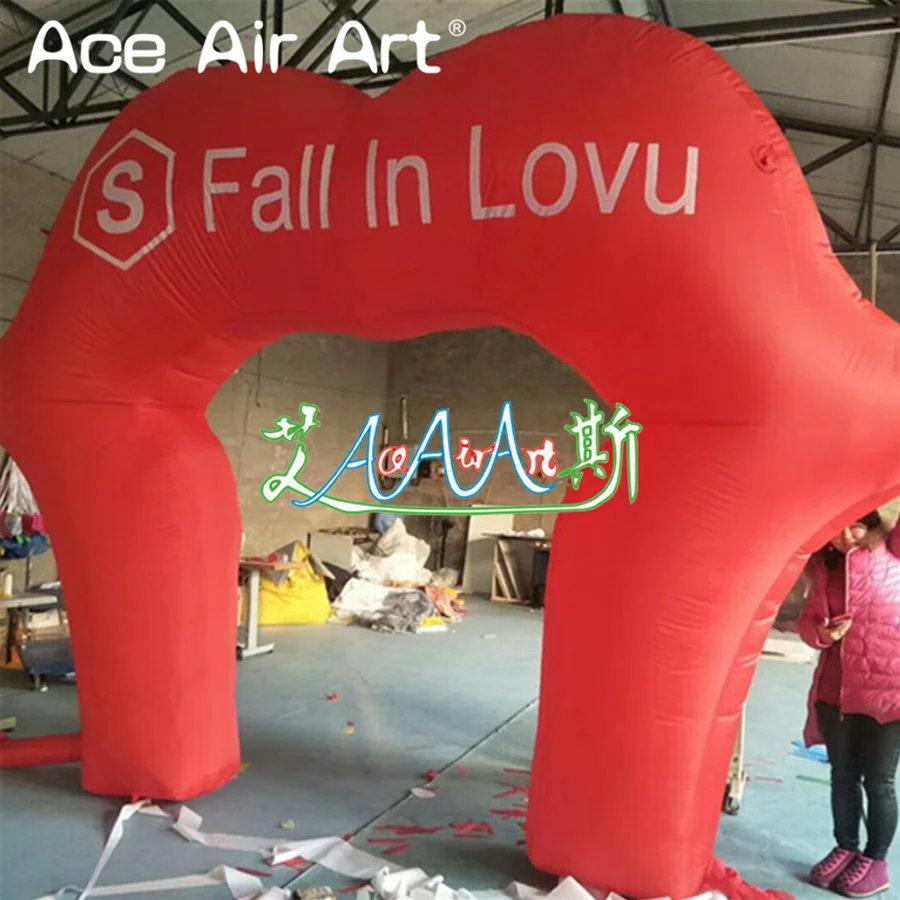 Гигантская красная надувная АРКА в форме губ надувные Парижские губы входные