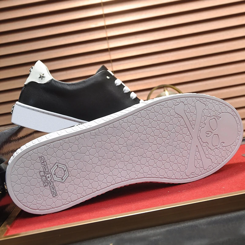 

Germany 2021 new starbags PP men's shoes skull logo men's casual sports shoes leather fashion leather lace up small white shoes