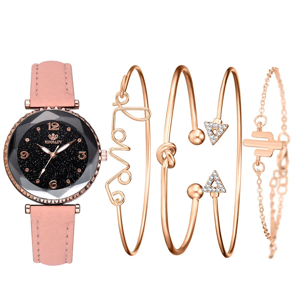 

5 шт. набор роскошные женские часы магнитные звездное небо женские часы кварцевые наручные часы модные женские наручные часы relogio feminino