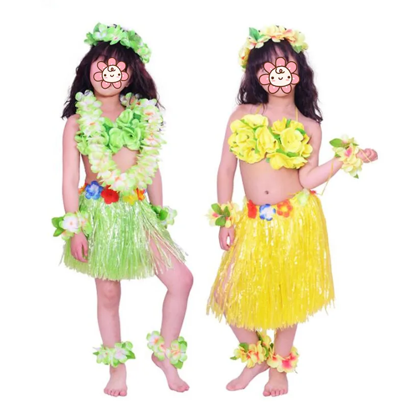 Дети девочки Hawaii Flower Lei хула повязка гирлянда браслеты для ног полосы бюстгальтер