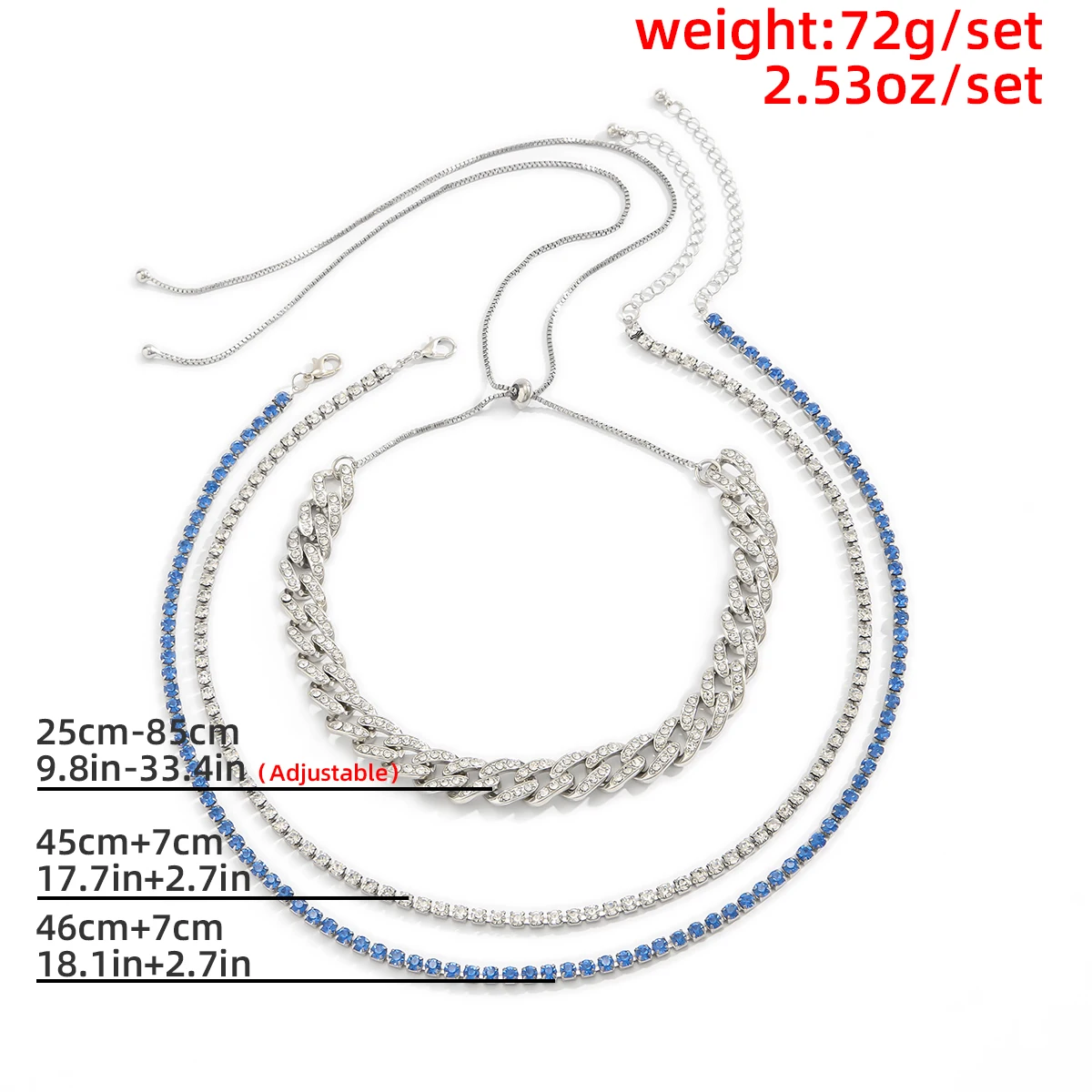 

Punk Shiny Rhinestone Cuban Tennis Chain Necklace for Women Men Kpop Luxury Charm Silver Color Crystal Necklace Fashion Jewelry