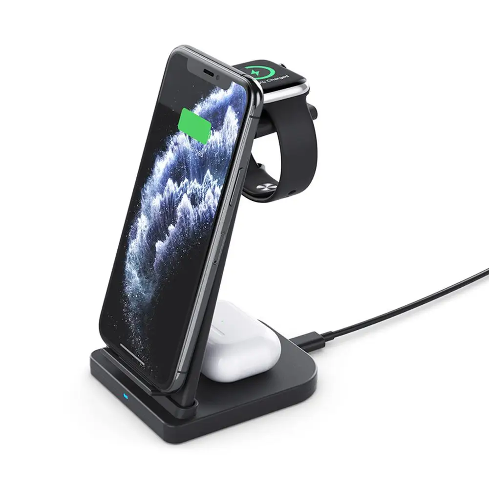 3 в 1 Беспроводное зарядное устройство для смартфона Смарт часы с Bluetooth наушники