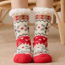 Pantoufles de noël pour femmes, chaussons de dessin animé, chaussettes de sol en tricot pour chambre à coucher, chaussures confortables en peluche, nouveauté 2020  (2)
