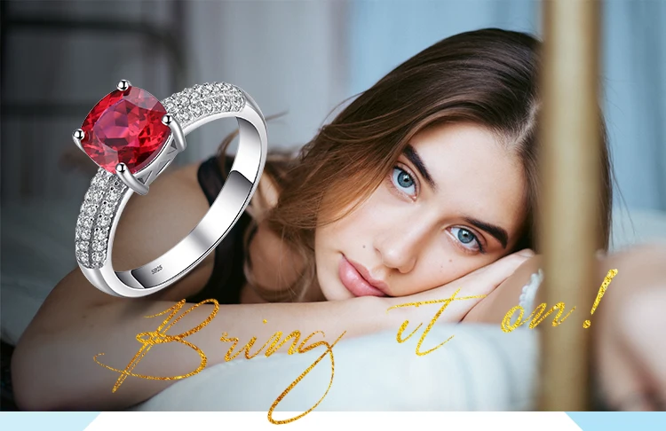 Jewelrypalace Подушки 2.6ct создан красный рубин Solitaire Обручение кольцо стерлингового серебра 925 продвижение Обручение обручальное кольцо