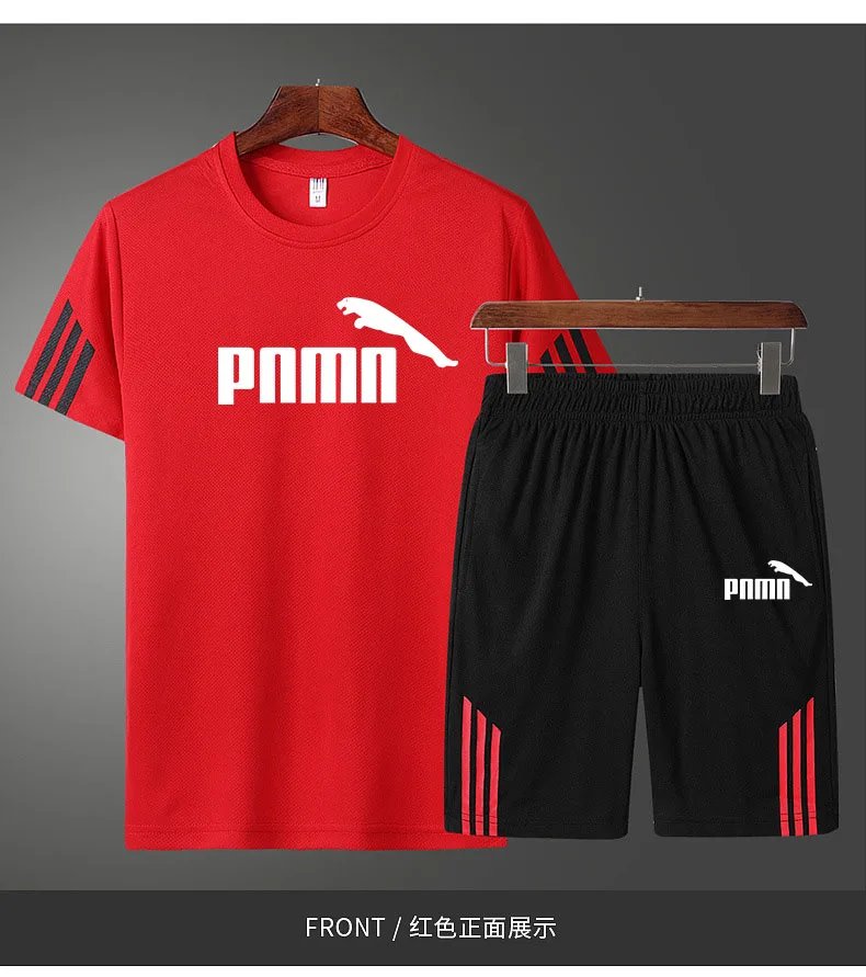 Summer Casual Male Tracksuit Clothing Men Set Fitness Suit Sporting Suits Short Sleeve T Shirt + Shorts Quick Drying 2 Piece | Спорт и