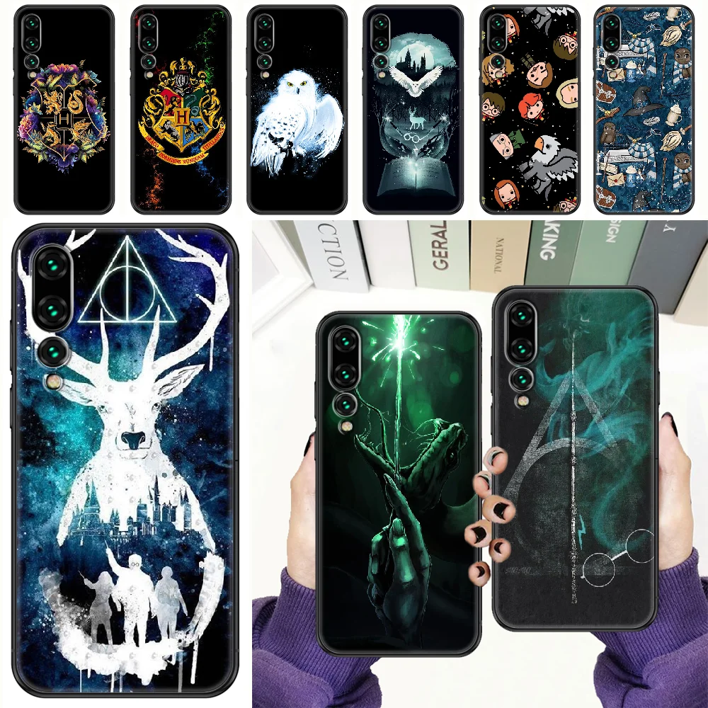 

HP magic Harries Phone case For Huawei P Mate P10 P20 P30 P40 10 20 Smart Z Pro Lite 2019 black painting cell cover fashion Etui