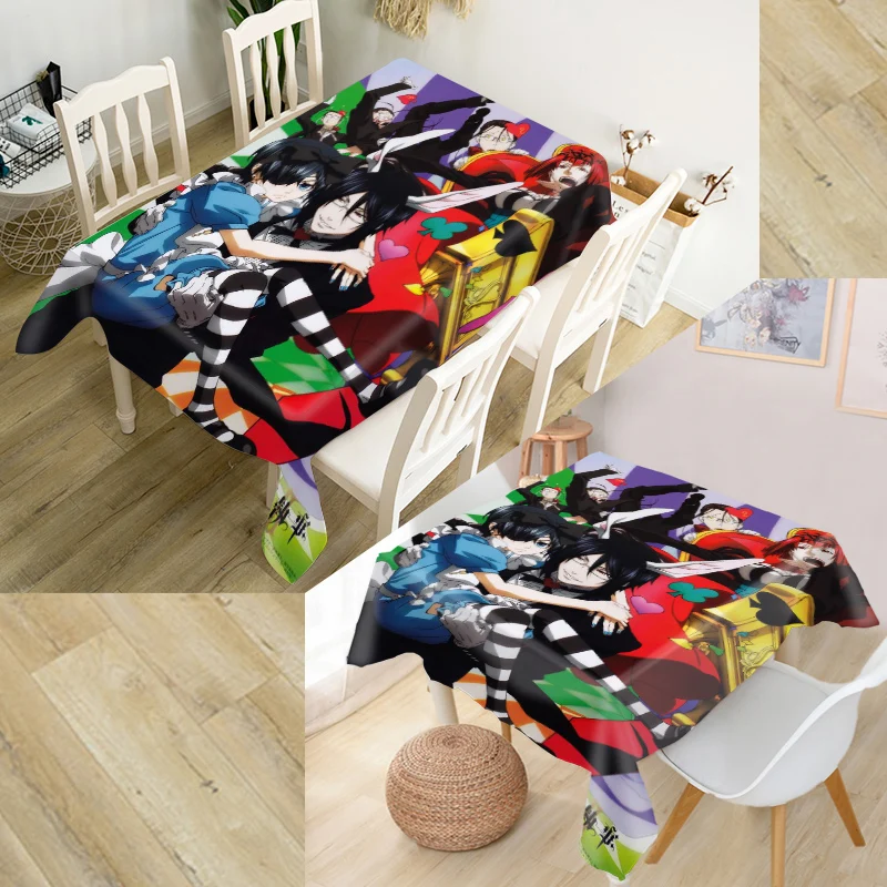 

Anime Black Butler Tablecloth 3D Oxford Fabric Square/Rectangular Dust-Proof Table Cover For Party Home Decor TV Covers New 0804