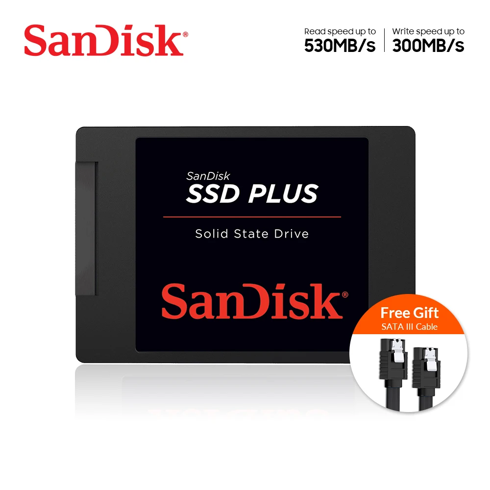 Двойной Флеш накопитель SanDisk Plus SSD SATA 3 0 6 ГБ/сек. Внутренний твердотельный 120 ГБ 240