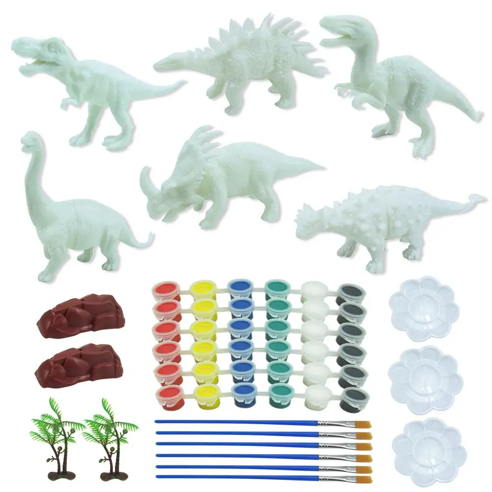 

Painting Toys 3D Dinosaurs Model Toys Simulation Dinosaur Paint Play Set Watercolur Pen Brush Art Craft For Kids