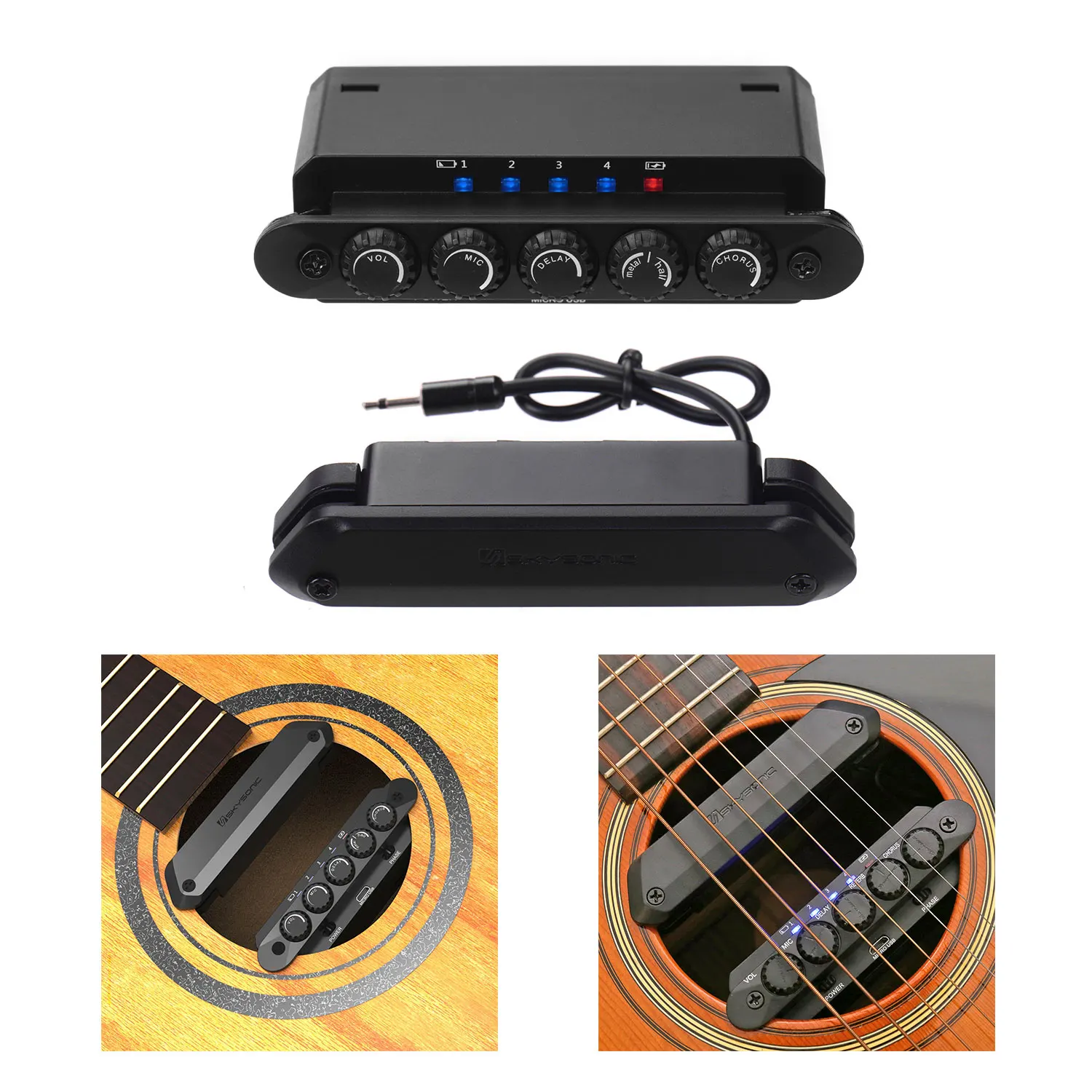 SKYSONIC R2 звукосниматель акустической гитары с магнитным громкостью/Микрофоном