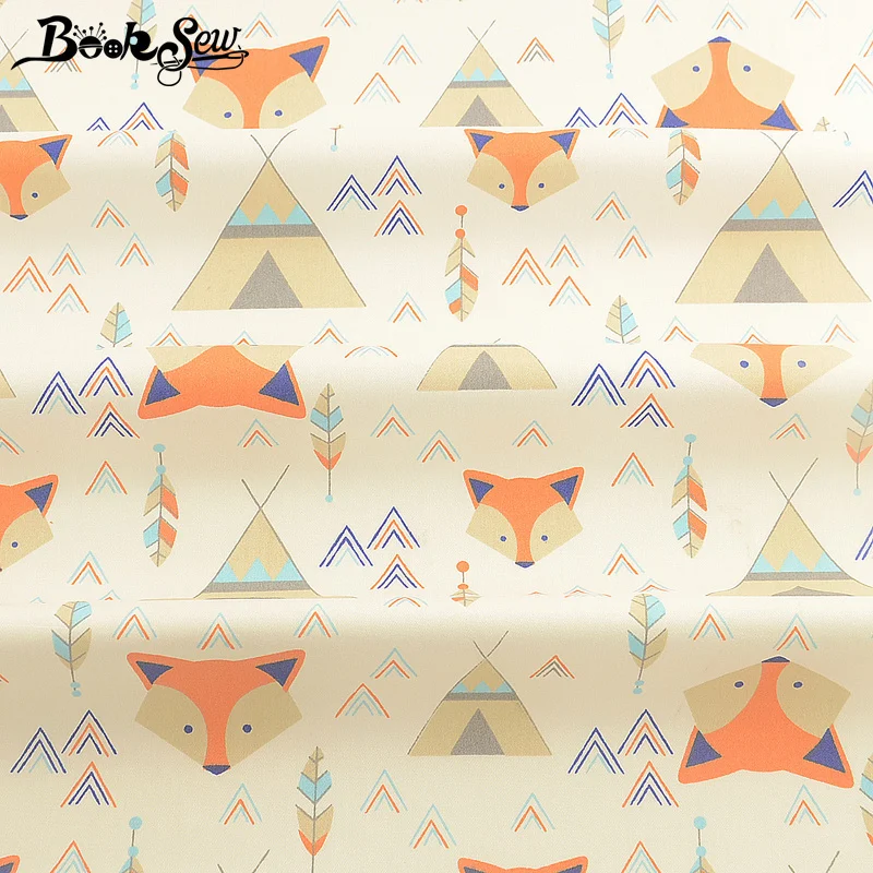 Booksew Textile Fabric Meter 100% Cotton Beige Twill Printed Foxes Design DIY Patchwork Sewing Scrapbooking Tissu Coton Curtain | Дом и сад