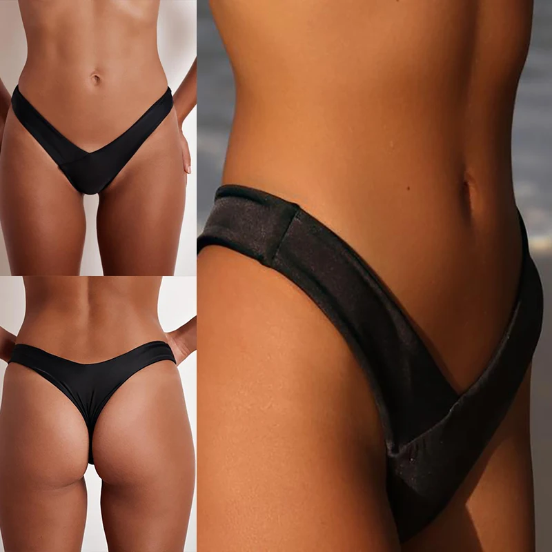 Сексуальные женские стринги одноцветные с низкой талией пляжные купальники