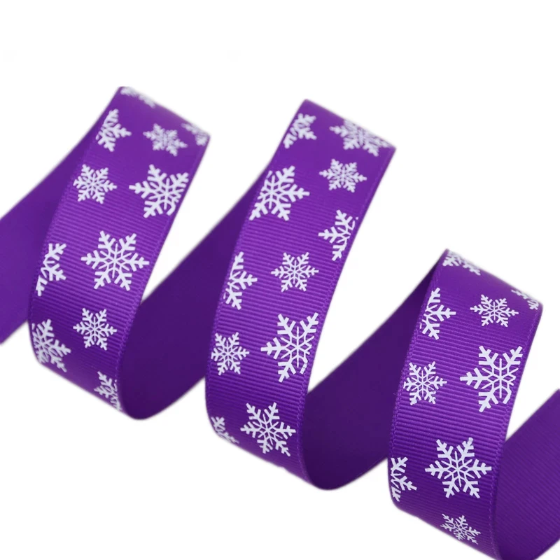 (10 м/лот) 1 ''(25 мм) принт Снежинка grosgrain лента Рождественский подарок DIY высшего
