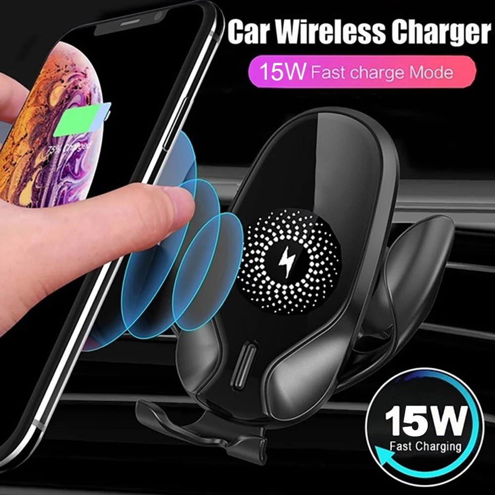 

2021 New Qi Wireless Car Charger For Smart Phone Car Wireless Charger 15W Fast Charging Car Air Vent Mount Phone Holder