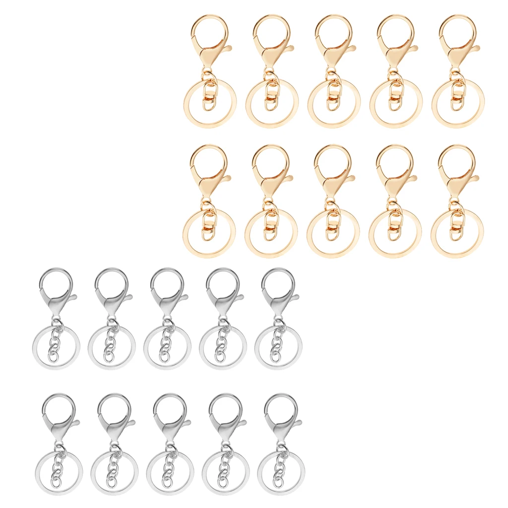 

20 Pieces Silver Gold Tone Alloy Lobster Clasp Clips Hook Keychain Key